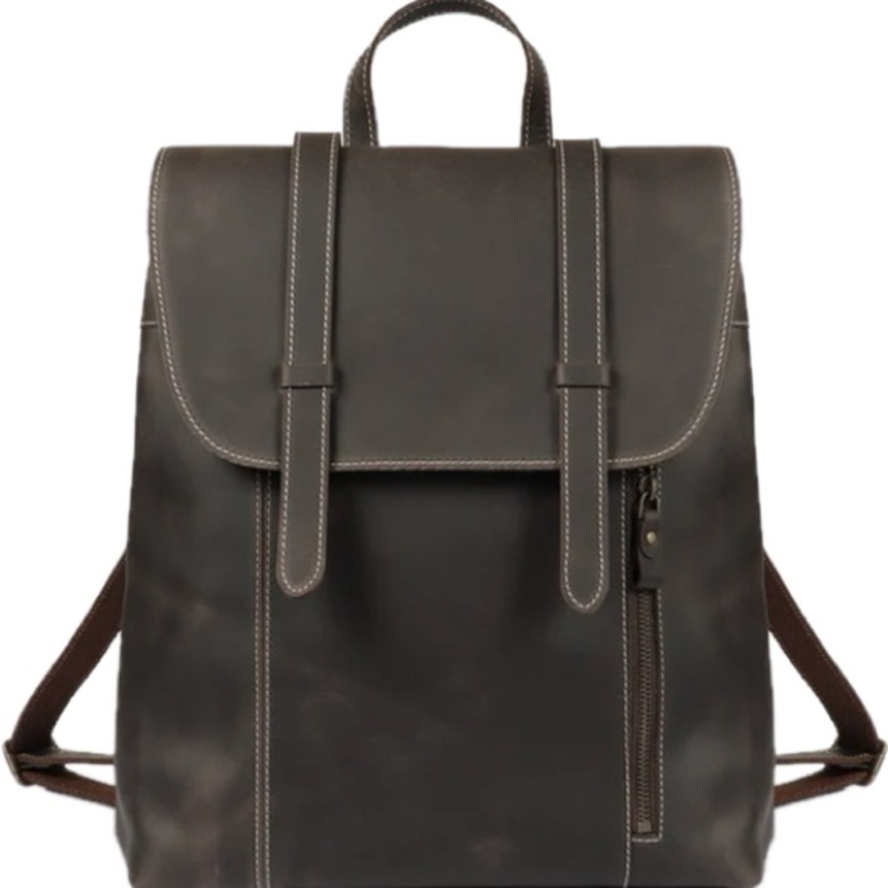 Hinton leather backpack in chestnut color